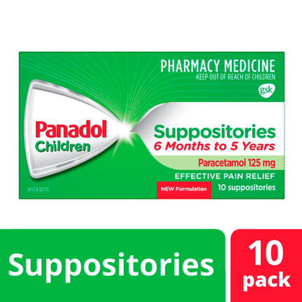 Panadol Children 6 Months to 5 Years Suppositories Paracetamol 125mg 10 Pack