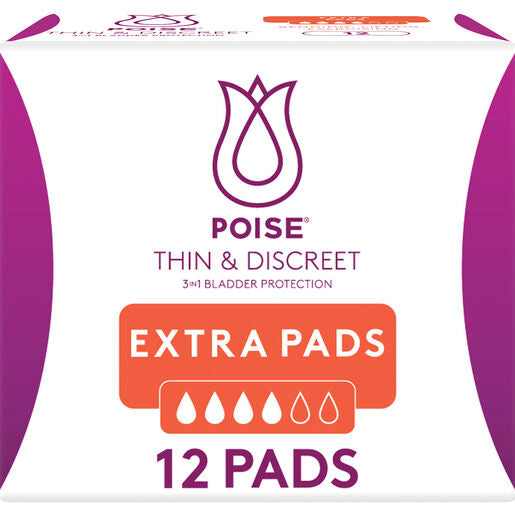 Poise Thin & Discreet Extra Pads 12 Pack