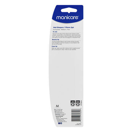 Manicare Medium/Fine Nail Shapers 175mm 2 Pack