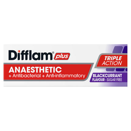 Difflam Plus Anaesthetic Sugar Free Lozenges Blackcurrant Flavour 16 Lozenges