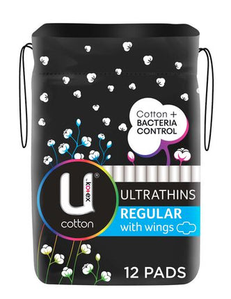 U By Kotex Cotton Ultrathin Pads Regular 12 Pack