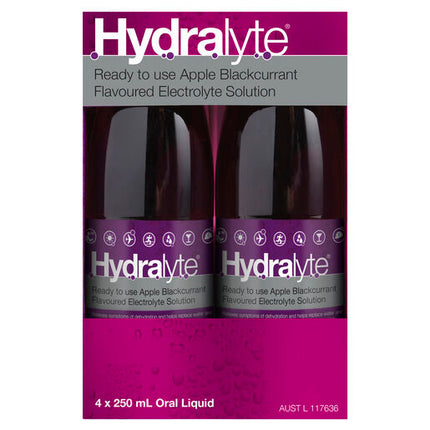 Hydralyte Ready to use Electrolyte Solution Apple Blackcurrant 4 x 250mL