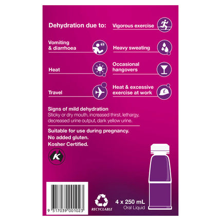 Hydralyte Ready to use Electrolyte Solution Apple Blackcurrant 4 x 250mL