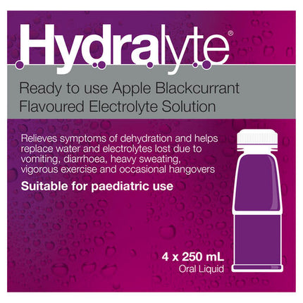 Hydralyte Ready to use Electrolyte Solution Apple Blackcurrant 4 x 250mL