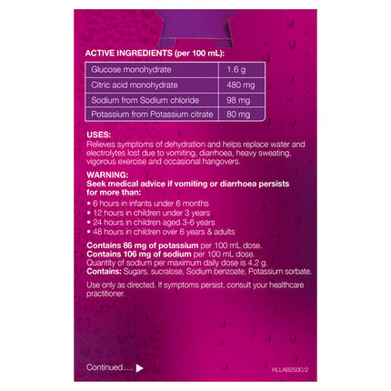 Hydralyte Ready to use Electrolyte Solution Apple Blackcurrant 4 x 250mL