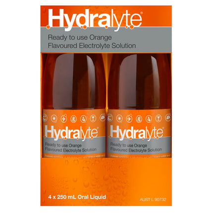 Hydralyte Ready to use Electrolyte Solution Orange 4 x 250mL