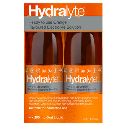 Hydralyte Ready to use Electrolyte Solution Orange 4 x 250mL