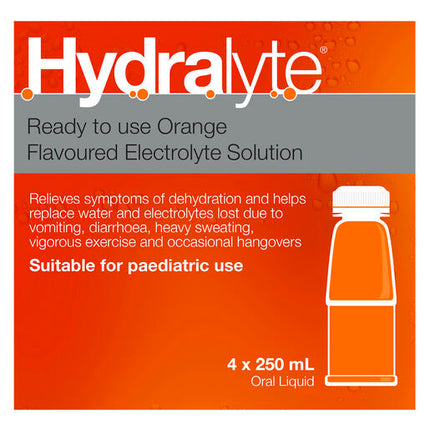 Hydralyte Ready to use Electrolyte Solution Orange 4 x 250mL