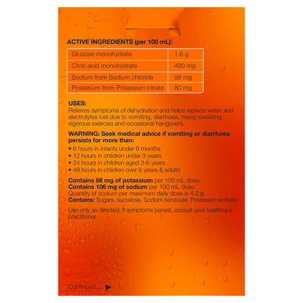 Hydralyte Ready to use Electrolyte Solution Orange 4 x 250mL