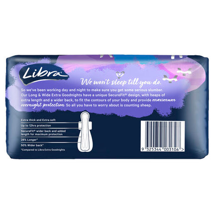 Libra Extra Goodnights Pads Long and Wide with Wings 6 Pack