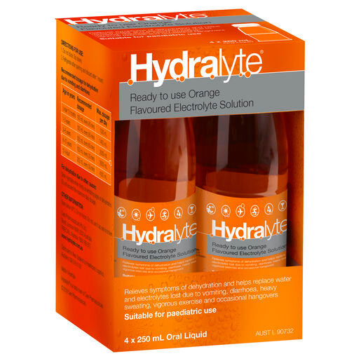 Hydralyte Ready to use Electrolyte Solution Orange 4 x 250mL