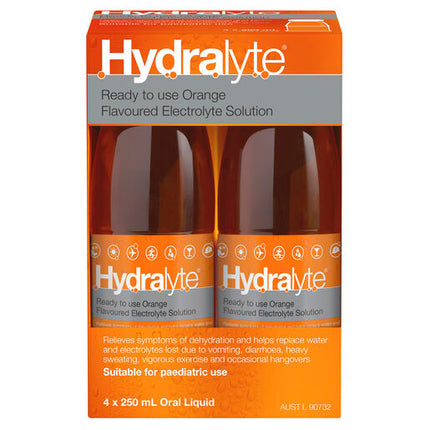 Hydralyte Ready to use Electrolyte Solution Orange 4 x 250mL