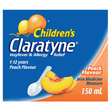 Claratyne Children's Hayfever & Allergy Relief 1-12 Years Peach Flavour 150mL