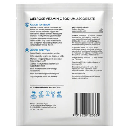 Melrose Vitamin C Sodium Ascorbate 125g