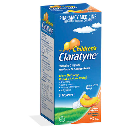 Claratyne Children's Hayfever & Allergy Relief 1-12 Years Peach Flavour 150mL