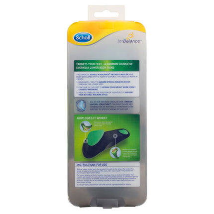Scholl In-Balance Arch Orthotic Insole Medium Size 7- 8.5 1 Pair
