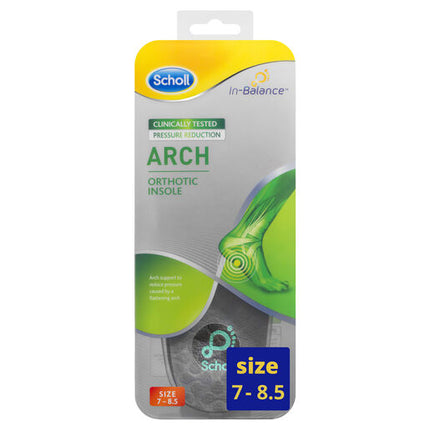 Scholl In-Balance Arch Orthotic Insole Medium Size 7- 8.5 1 Pair