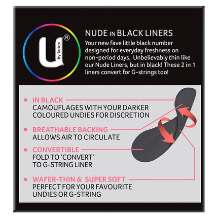 U By Kotex Nude in Black Liners 30 Pack