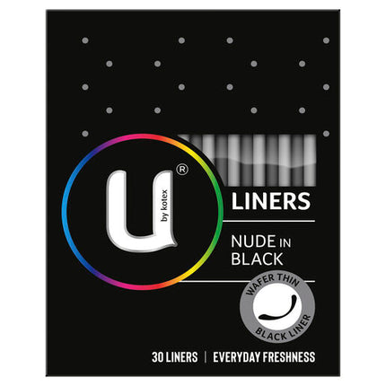 U By Kotex Nude in Black Liners 30 Pack