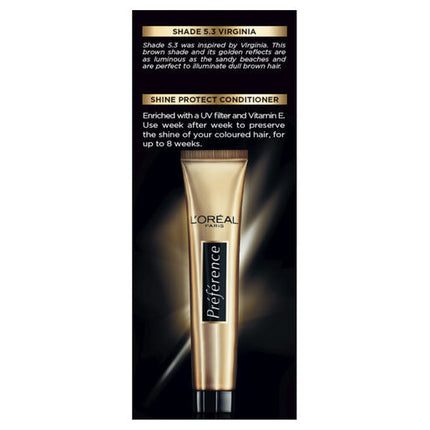 L'Oréal Paris Préférence Permanent Hair Colour - 5.3 Virginia (Light Golden Brown)