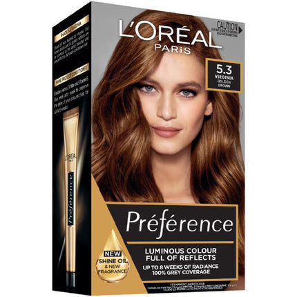L'Oréal Paris Préférence Permanent Hair Colour - 5.3 Virginia (Light Golden Brown)
