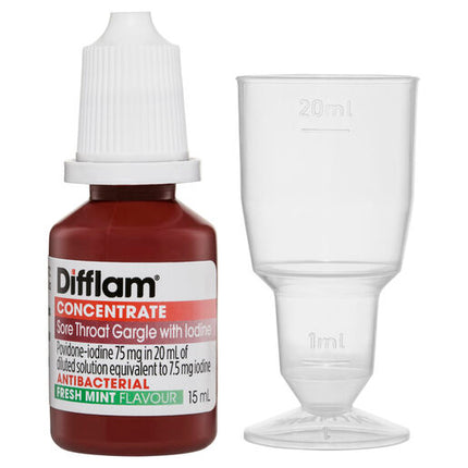 Difflam Antibacterial Sore Throat Gargle with Iodine Concentrate 15mL
