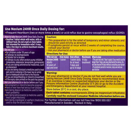 Nexium 24Hr 20mg 7 Tablets