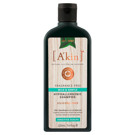 A'kin Mild & Gentle Fragrance Free Shampoo 225mL