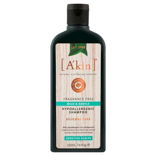 A'kin Mild & Gentle Fragrance Free Shampoo 225mL