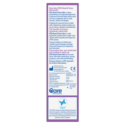 Fess Sinu-Cleanse Congestion Relief Nasal & Sinus Mist Original 100mL
