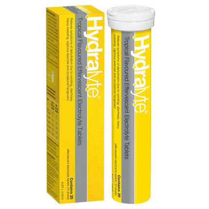 Hydralyte Tropical Flavoured Effervescent Electrolyte Tablets 20 Pack