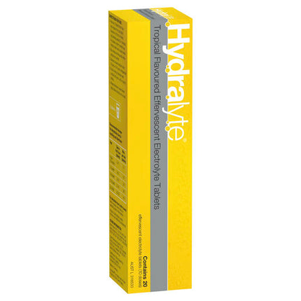 Hydralyte Tropical Flavoured Effervescent Electrolyte Tablets 20 Pack