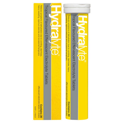 Hydralyte Tropical Flavoured Effervescent Electrolyte Tablets 20 Pack