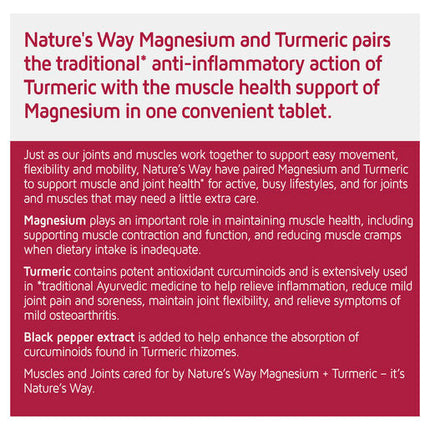 Nature's Way Magnesium + Turmeric 150 Tablets