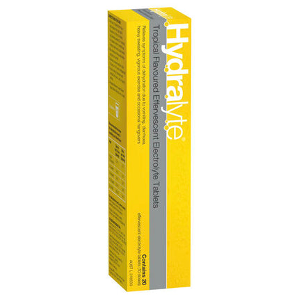 Hydralyte Tropical Flavoured Effervescent Electrolyte Tablets 20 Pack
