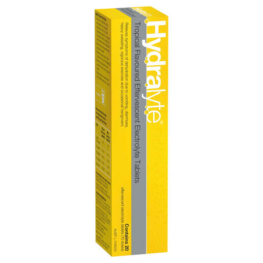 Hydralyte Tropical Flavoured Effervescent Electrolyte Tablets 20 Pack