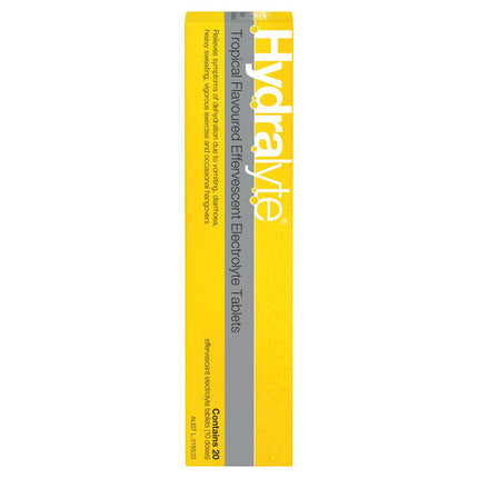 Hydralyte Tropical Flavoured Effervescent Electrolyte Tablets 20 Pack