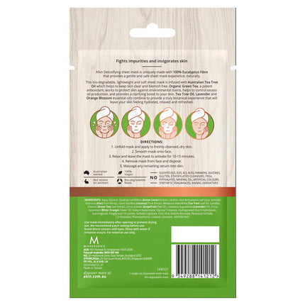 A'kin Australian Tea Tree Oil Detoxifying Face Sheet Mask 1 pack