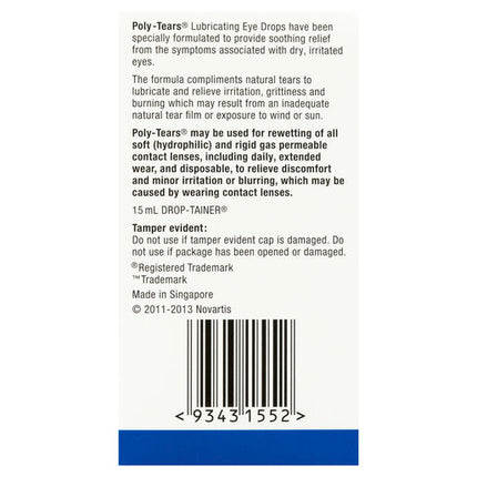 Poly Tears Lubricating Eye Drops 15mL