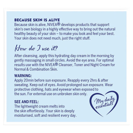 Nivea Daily Essentials Light Moisturising Day Cream SPF30+ 50mL