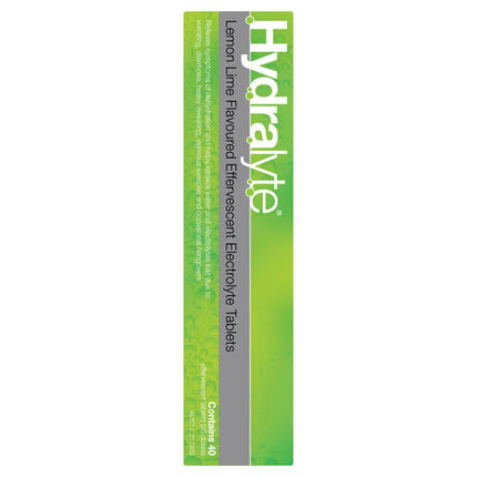 Hydralyte Effervescent Electrolyte Tablets Lemon Lime 40 Tablets