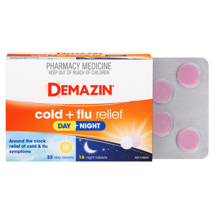 Demazin Cold & Flu Relief Day + Night 48 Tablets