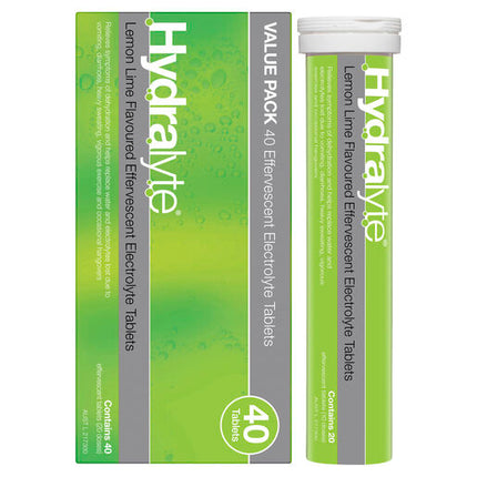 Hydralyte Effervescent Electrolyte Tablets Lemon Lime 40 Tablets
