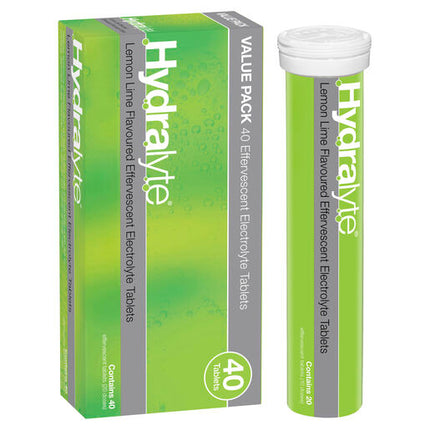 Hydralyte Effervescent Electrolyte Tablets Lemon Lime 40 Tablets