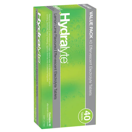 Hydralyte Effervescent Electrolyte Tablets Lemon Lime 40 Tablets