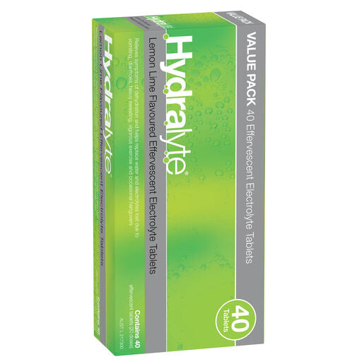Hydralyte Effervescent Electrolyte Tablets Lemon Lime 40 Tablets