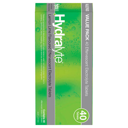 Hydralyte Effervescent Electrolyte Tablets Lemon Lime 40 Tablets