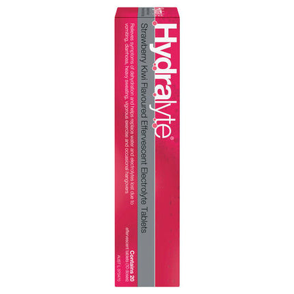 Hydralyte Effervescent Electrolyte Tablets Strawberry Kiwi 20 Tablets