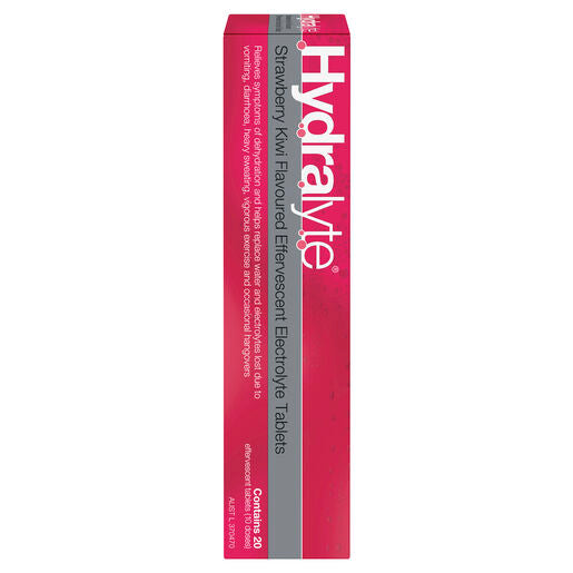 Hydralyte Effervescent Electrolyte Tablets Strawberry Kiwi 20 Tablets