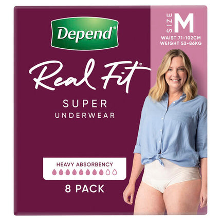 Depend Women Real Fit Underwear Super Medium 8 Pack